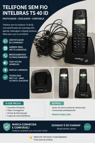 Telefone Sem Fio Intelbras TS 40 ID DECT 6.0 com Identificador