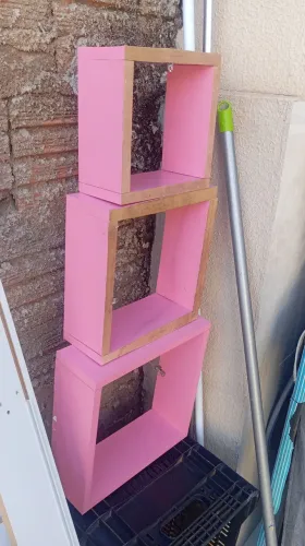 Kit de 3 nichos cor de rosa