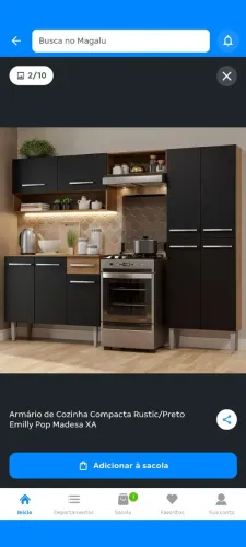 Armário de Cozinha Compacta Rustic/Preto