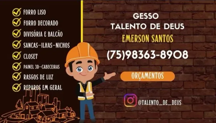Serviço de gesso,pintura em geral e eletricidade.