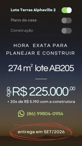 Lote no Terras Alphaville 2 Teresina - 274m²