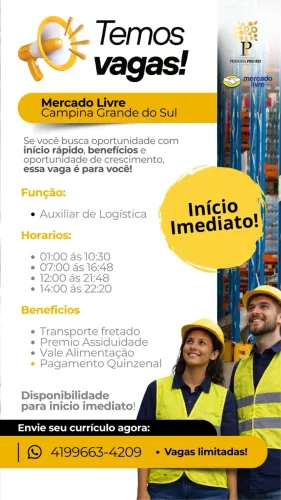 Auxiliar de logística Mercado Livre