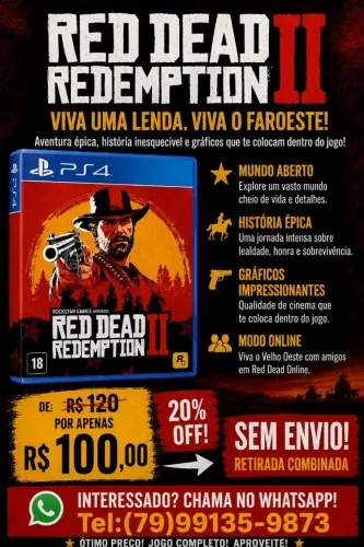 Red Dead Redemption 2 pra vender hoje