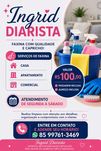 Diarista em Fortaleza - Faxina Completa por R$ 100