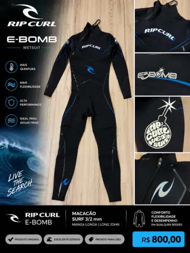 Macacão Neoprene Rip Curl E-Bomb 3/2mm - Surf