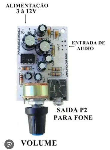 Placa Amplificador Para Fone De Ouvido P2 Com Tda2822