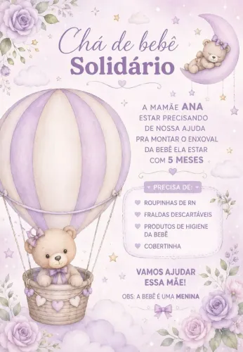 Vc que teve bebê menina e tem roupinhas para doar,carrinho,precisamos de tudo!!!!