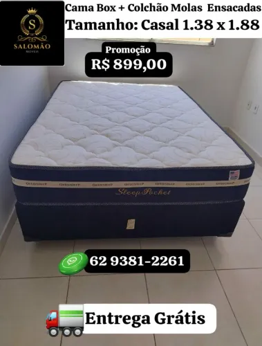 Cama Casal + Colchão Molas ensacadas na Promoção 899 Entrega Grátis 
