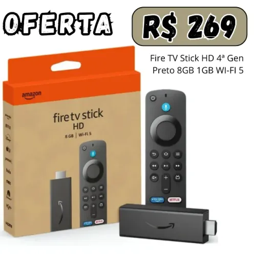 Fire Tv Stick Full Hd Amazon 4ª Gen Preto 8GB 1GB WI-FI 5 (2024) Lacrado