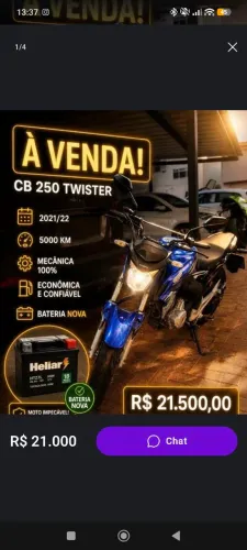 Honda cb Twister 2021 mais nova de Goiânia