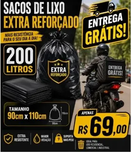 Sacos de lixo reforçado 200 litros