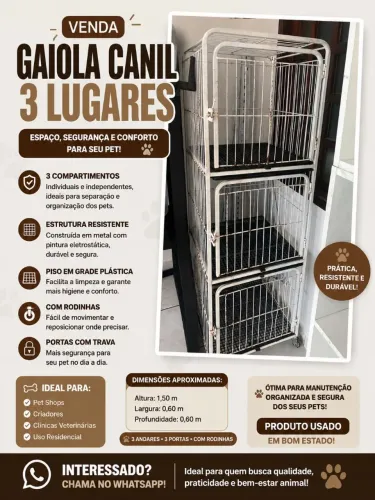 Gaiola canil 3 lugares