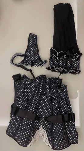 Desapego Premium: Conjunto Espartilho Art Renda Estampa Poá ? 3 peças