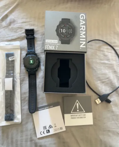 Relógio Garmin Fênix 7 Sapphire Solar Completo 