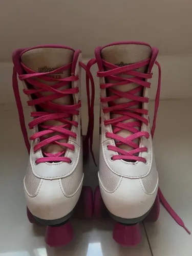 Patins Infantil Fênix Rosa Ajustável (Tamanho 35 ao 38) - Bom Estado