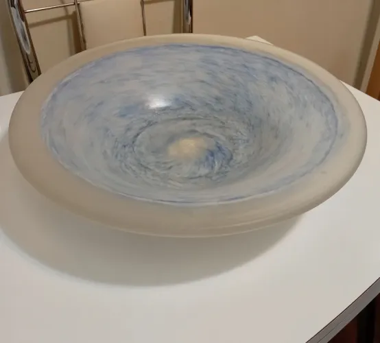 Fruteira de Vidro Azul e Branca