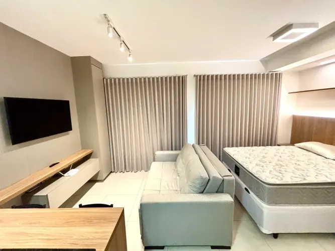 Studio mobiliado no Duo JK | Av. JK | Sacada | 1 vaga | Lazer completo