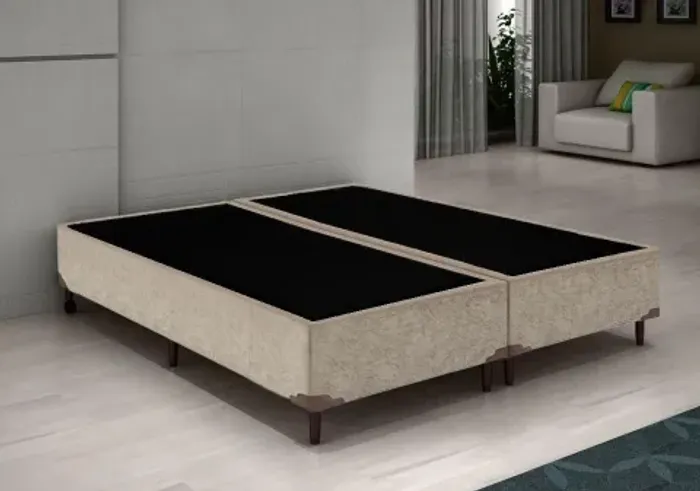 Base box universal king bi partido suede bege 193x203