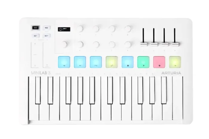 Teclado Controlador Midi USB 25 Teclas Arturia MiniLab MK3 Edição Alpine