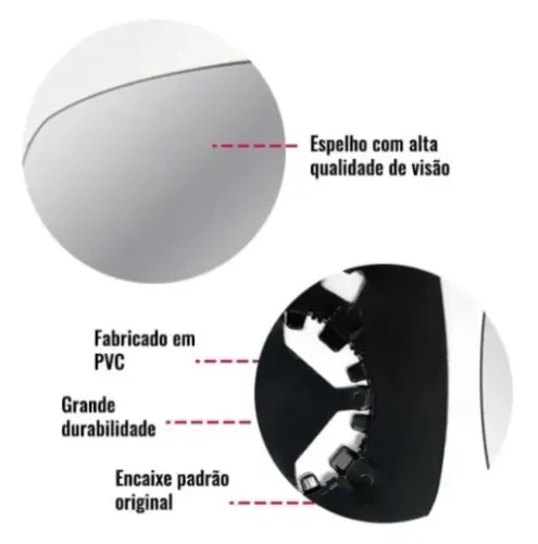 Lente Retrovisor Fiat Punto 2007 A 2017 Escolha O Lado | Compatível com Fiat Punto