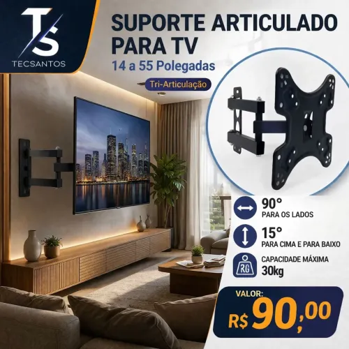 Suporte Articulado para Tv 14 a 55 Polegadas Tri-Articulação 