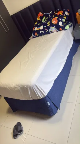 Cama box com baú e colchão solteiro
