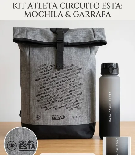 Kit Atleta Circuito das Estações - Mochila Roll-top + Garrafa Exclusiva (Novos)