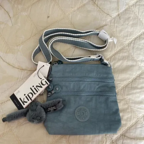 Bolsa Kipling Verde Acinzentada - Tiracolo - ORIGINAL
