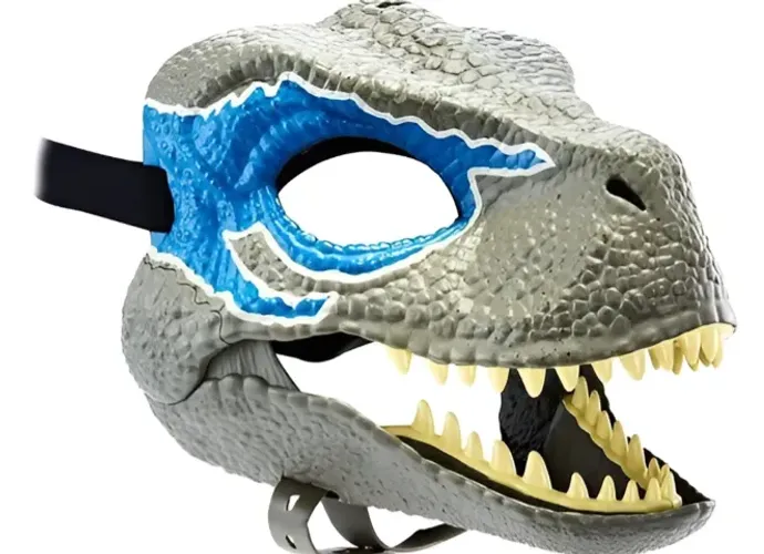 Máscara Velociraptor Blue Mandíbula Articulável Jurassic World + BRINDE