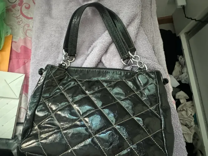 Bolsa preta couro sintético 
