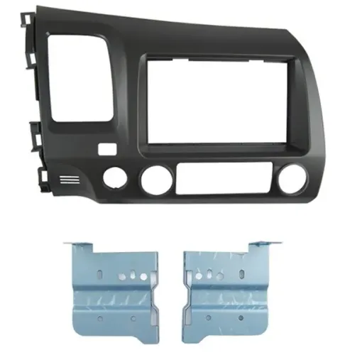 Moldura Painel Dvd 2 Din Honda Civic 2008 A 2011 Preto Fosco