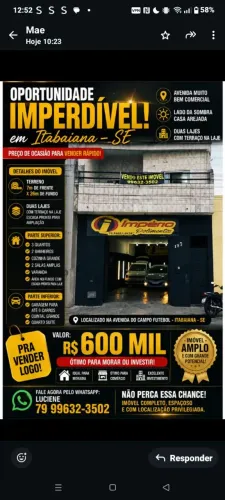 Vende-se essa casa em Itabaiana 600mil