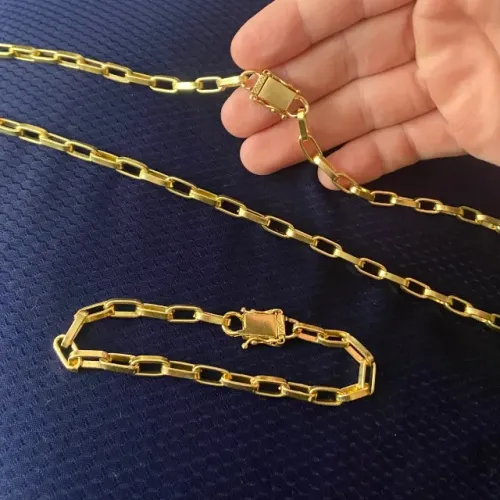 Corrente e pulseira de moeda antiga