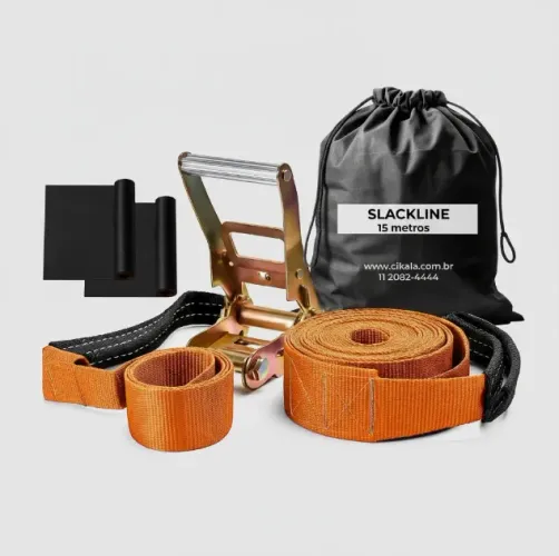 Kit Slackline com Catraca e Fita 15 Metros