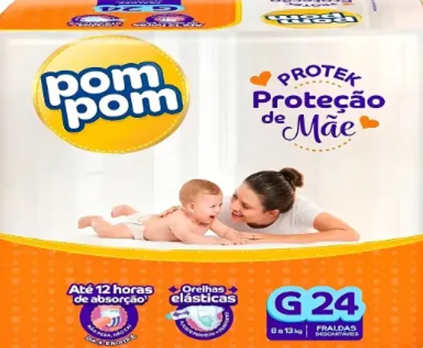 Fralda Pompom Protek G - Pacote Fechado com 24 Unidades