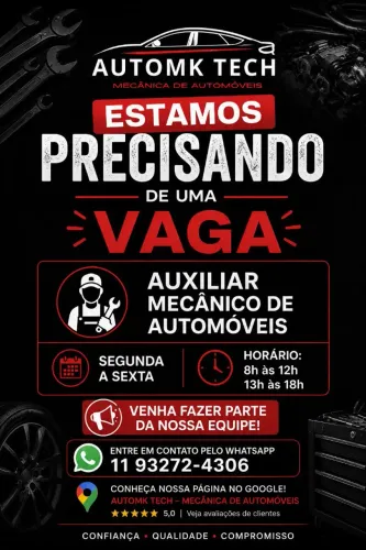 Vaga para auxiliar mecânico de automóveis