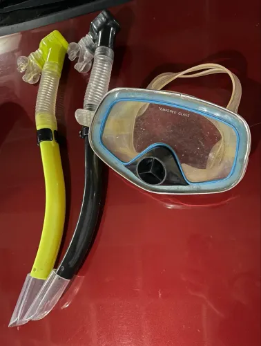 Kit mergulho máscara vidro temperado + 2 snorkels