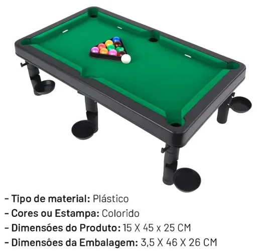 Brinquedo mesa de bilhar snooker mini mesa 28peças 
