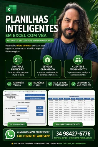 Micro Sistemas em Excel com VBA | Planilhas Inteligentes e Sob Medida