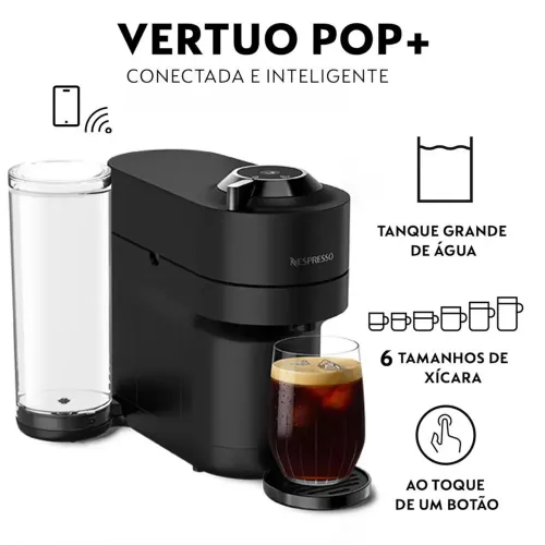 Máquina de Café Vertuo Pop Preto Clássico 110V - Usada em estado novo