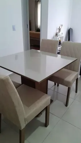 Conjunto Sala de Jantar Tampo de Vidro 4 Cadeiras Capri Madesa