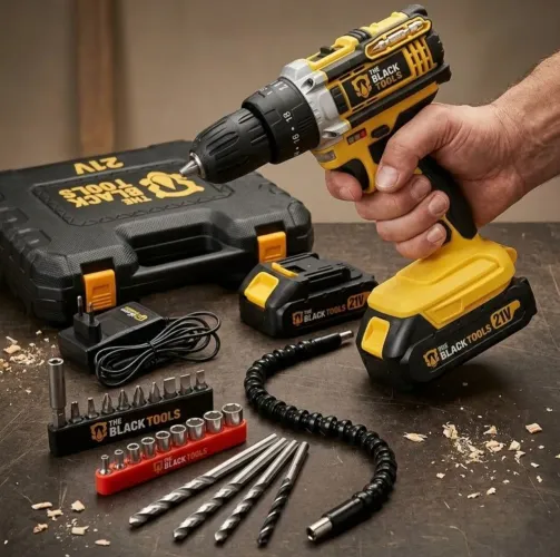 Kit Parafusadeira E Furadeira De Impacto Sem Fio 21v 2 Baterias Maleta E Acessórios Bivolt