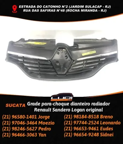 Grade para-choque dianteiro radiador Renault Sandero Logan original