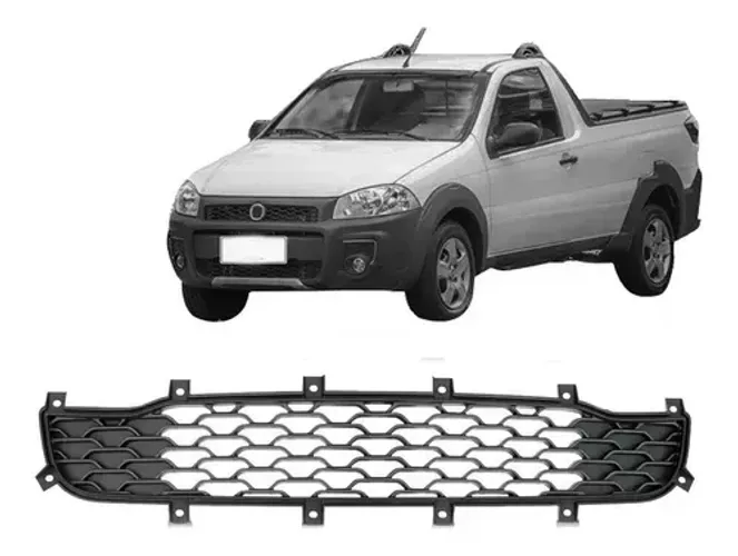 Grade Parachoque Fiat Strada Working 2014 à 2020 - Cd Ce Cs - Central Cinza- Loma Plast
