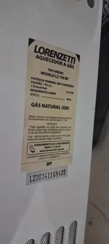 Aquecedor a gás lorenzete 