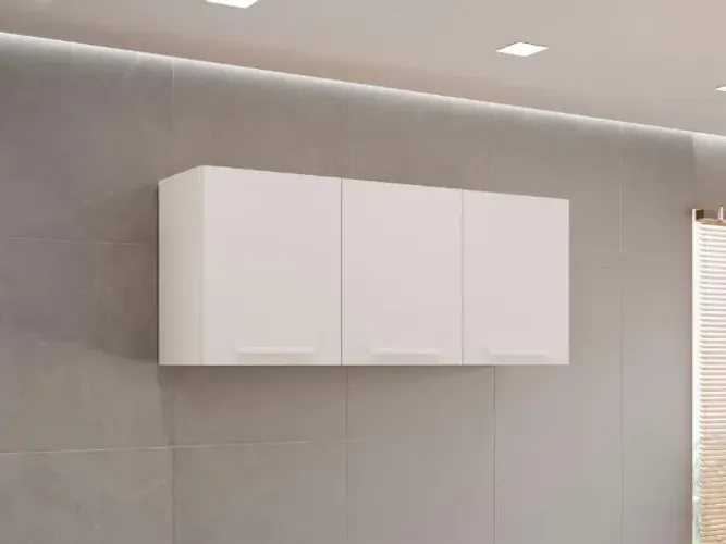 Armário de Cozinha Aéreo New Valência Triplo Branco Até 12x
