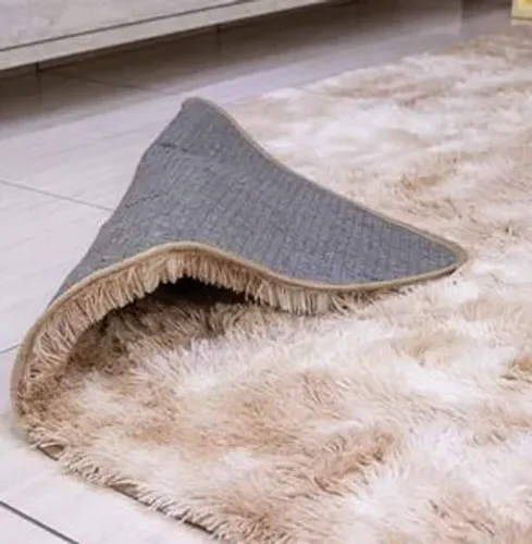 Tapete Peludo Felpudo De Sala Ou Quarto Luxo 2,00 x 1,40 Bege Mesclado 