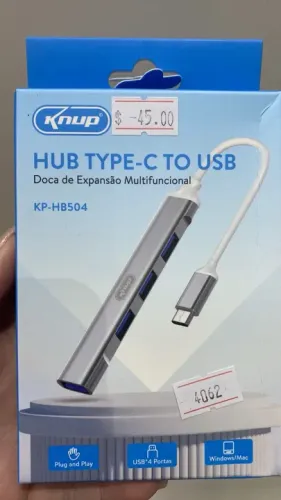 Hub Tipo C - USB Multifuncional com 4 Portas USB 3.0 (USB-C) Loja Coimbra Computadores 