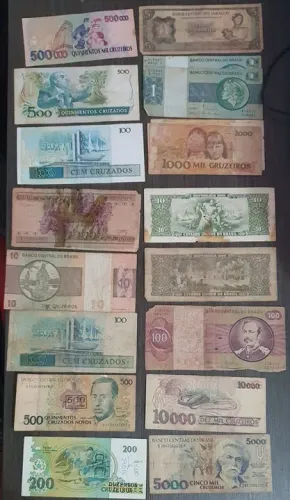 Cédulas E Moedas Dinheiro Antigo