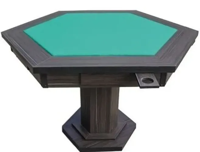 Mesa Sextavada c/ 2 Gavetas - Linha Ébano Escuro - 1,29 x 1,29 - Procopio OUTLET